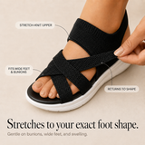 Veluna – Cushioned Stretch Knit Cross Strap Sandals for Women