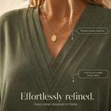 Solenne – Pleated V-Neck Soft-Drape Shift Dress