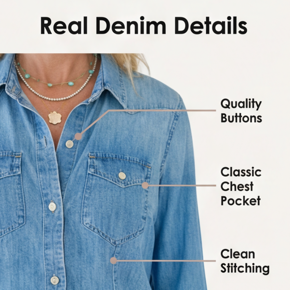 Veluna – Women's Soft Denim-Look Pajama Set