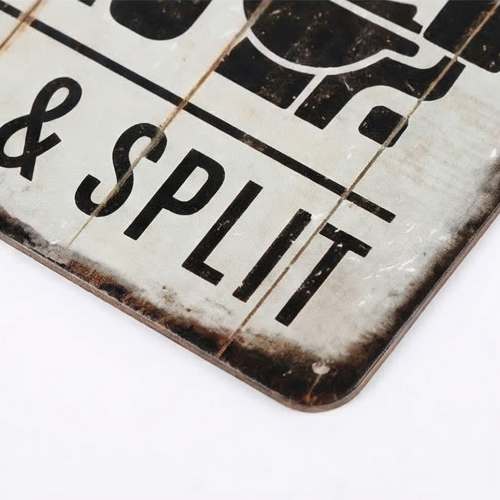 Splitline - Vintage Metal Bathroom Humor Sign
