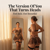 Nocturra – Women's Lace Corset Nightgown Set with Fishnet Stockings