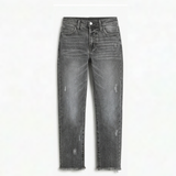Vivara – Women's Retro Fringed Cropped Straight Leg Jeans