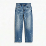 Vivara – Women's Retro Fringed Cropped Straight Leg Jeans