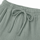 Linelle – Women's Crinkle Wide-Leg Cropped Pants with Pockets