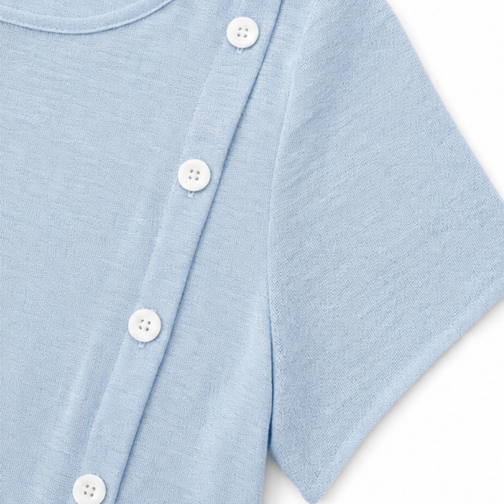 Sumlor – Asymmetric Button Midi Dress with Pockets for Summer