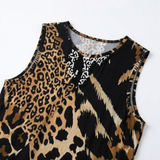 Vivara – Sleeveless Leopard Patchwork Midi Dress