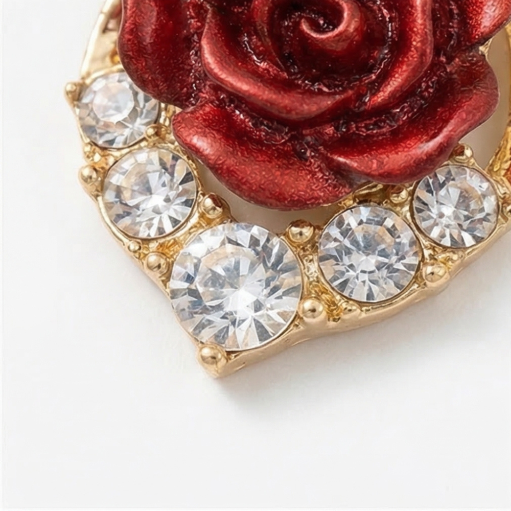 Rosavelle – Red Rose Crystal Drop Earrings