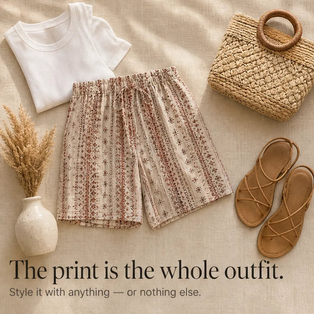 Wearbella – Retro Printed Wide-Leg Summer Shorts for Women