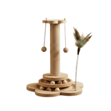 Purrch 3-in-1 Cat Scratching Post with Ball Track and Feather Wand