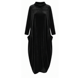 Sofelle – Women's Velvet Cocoon Midi Dress with Pockets