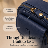 Solene – Structured PU crossbody bag with built-in wallet and glasses compartment