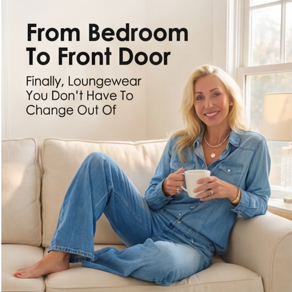 Veluna – Women's Soft Denim-Look Pajama Set