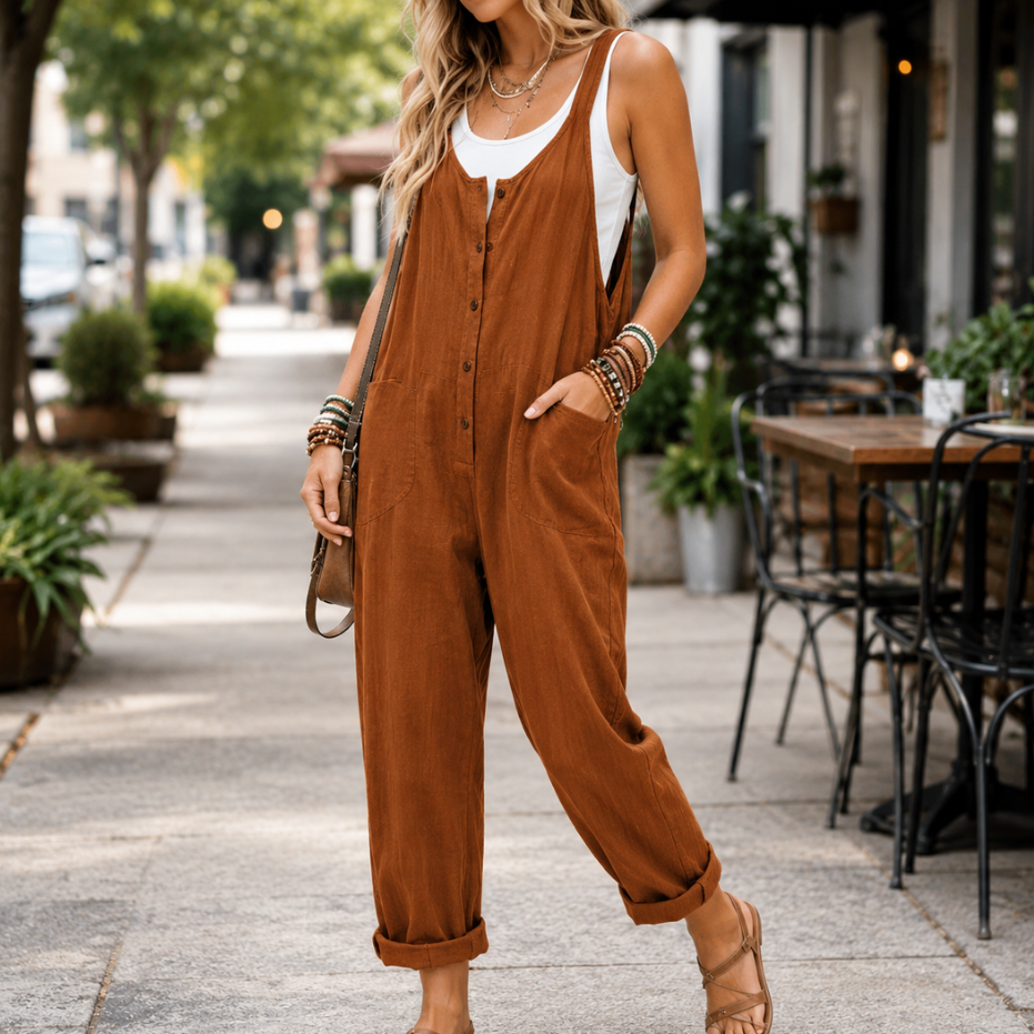 Wearbella – Sleeveless Wide-Leg Pocketed Jumpsuit