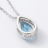 Lunaire - Aqua Blue Teardrop Pendant Necklace