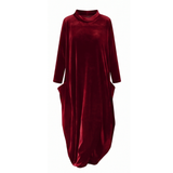 Sofelle – Women's Velvet Cocoon Midi Dress with Pockets
