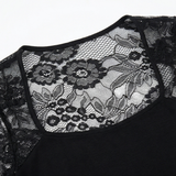 Lacelle – Women's Sheer Floral Lace Sleeve Top