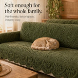Hovela – Plush Non-Slip Couch Cover with Botanical Texture
