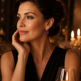 Lunera – Amethyst purple drop earrings, gold finish