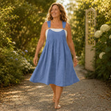 Cloverly – Empire-Waist Pinafore Babydoll Dress with Pockets, Plus Size 0XL–5XL
