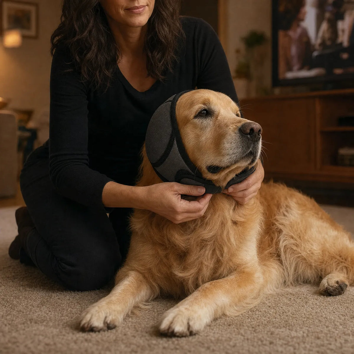 Pawlm – Calming Ear Wrap for Dogs, Waterproof Anxiety Relief for Fireworks and Thunder