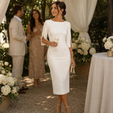 Elarosa – Pearl-like Sleeve Slim Fit Pencil Midi Dress