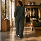 Lounara – Soft-Stretch Lounge Set with Wide-Leg Pants and Pockets
