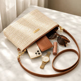 Solène – Woven Straw Crossbody Clutch Bag for Women