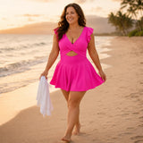 Wearbella – Ruffle Wrap Swimdress with Tummy Control Skirt