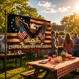 Eaglemark – 250 Years of Freedom American Flag, 1776-2026 Bald Eagle Betsy Ross Banner, Outdoor