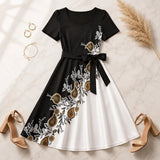 Marveline – Paisley A-Line Midi Dress with Tie Waist