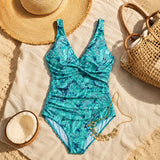 Solenya – Twist-Front Tummy Control One Piece Swimsuit with V-Neck for Women