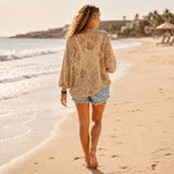 Marigrove – Bohemian Hollow-Knit V-Neck Crochet Top for Women