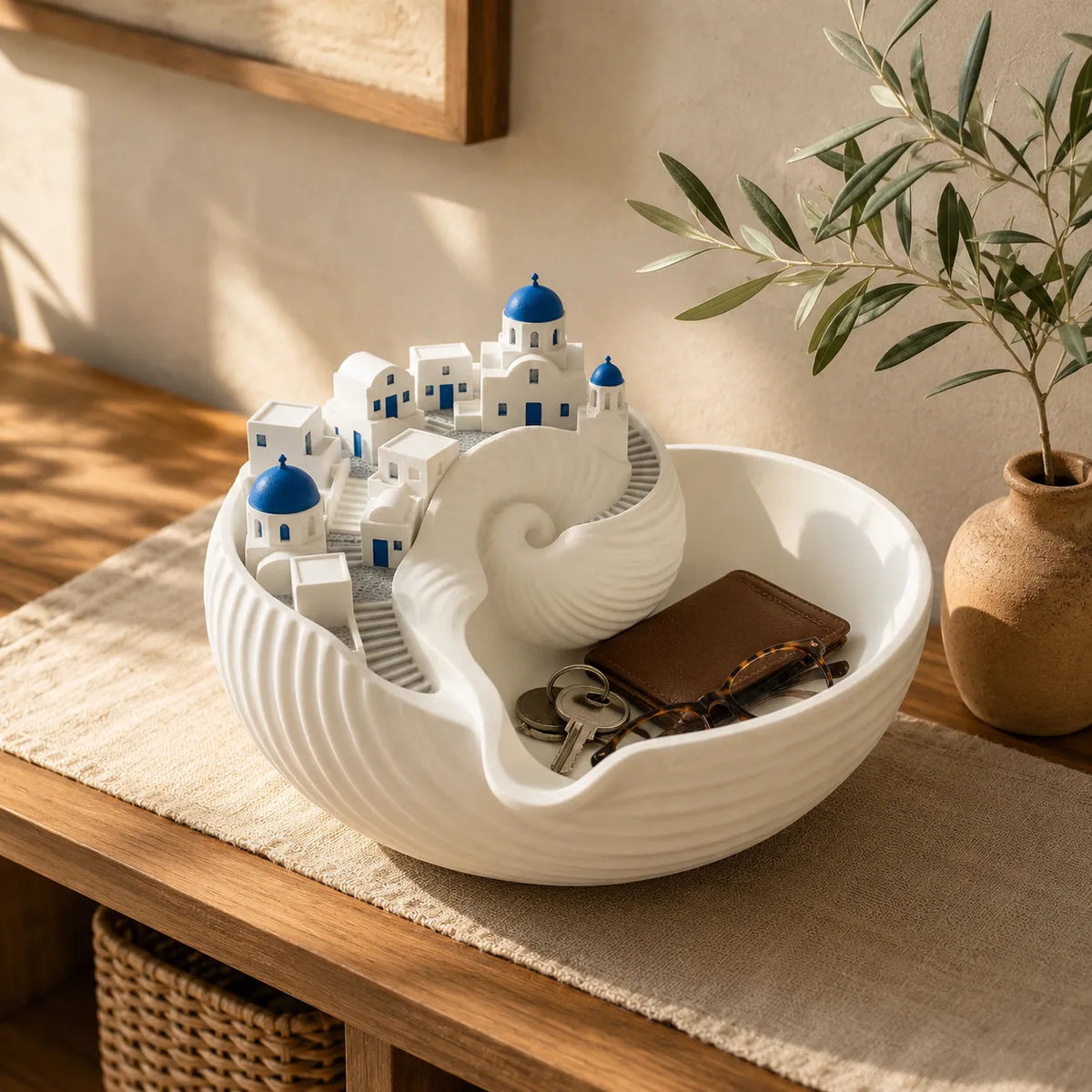 Cycladia – Santorini Sculpted Catch-All Bowl for Entryway Keys