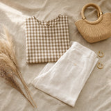 Linelle – Sleeveless Gingham Shell Top for Women, Boxy A-Line Summer Blouse