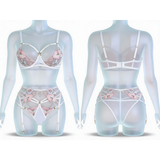 Florelle – Floral Embroidered 3-Piece Lingerie Set