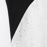 Vivara - Diagonal Patchwork V-Neck Midi Dress
