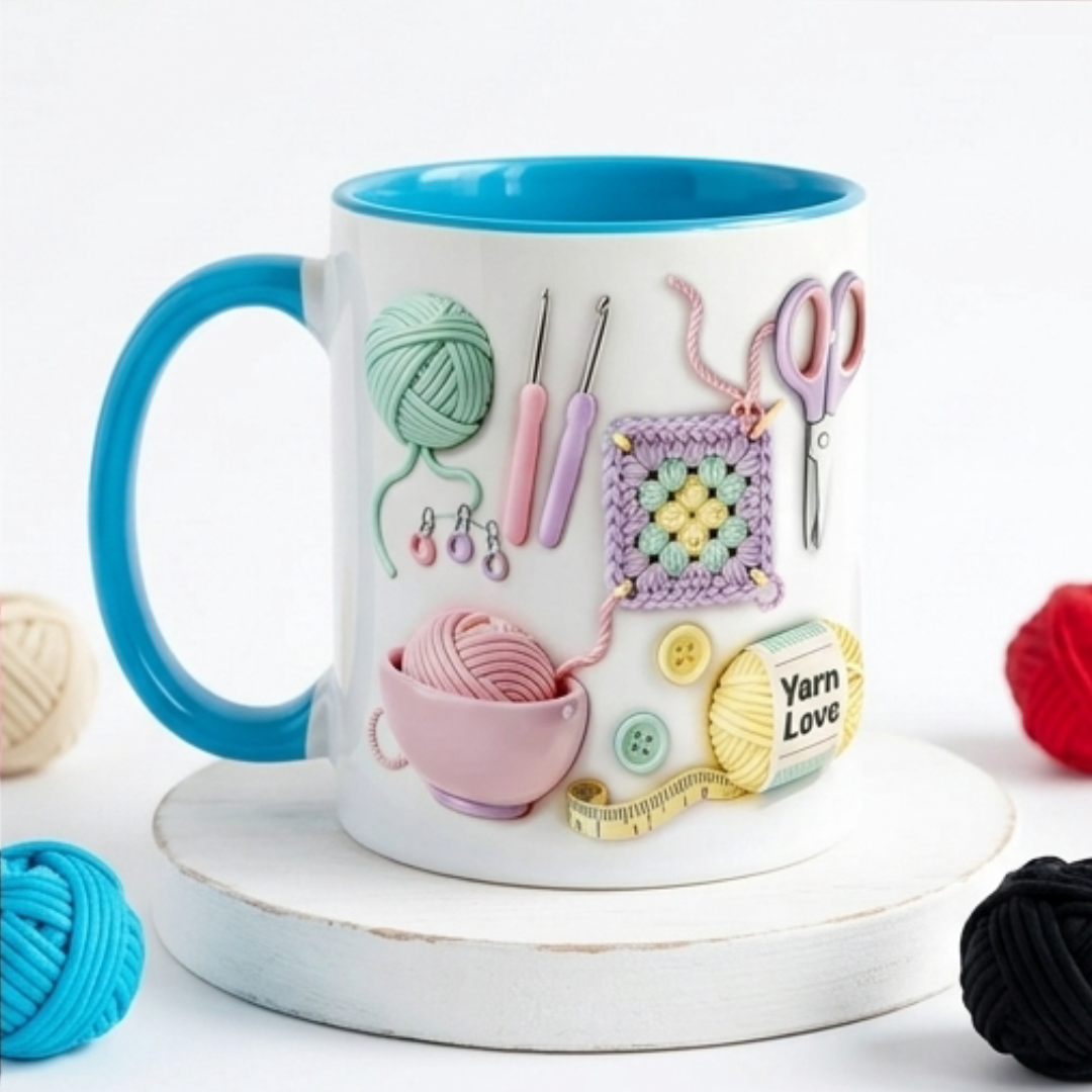 Yarnlove – 3D crafting mug for knitters and crocheters