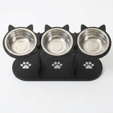 PawNest – 3-Bowl Wooden Pet Feeding Station