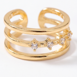 Lunavia – Triple Heart Drop Earrings with Matching Ear Cuff