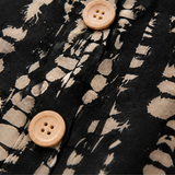 Solara – Printed A-Line Shift Dress with Short Sleeves & Buttons