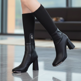 Flexara – Women’s Stretch Knit Block Heel Boots