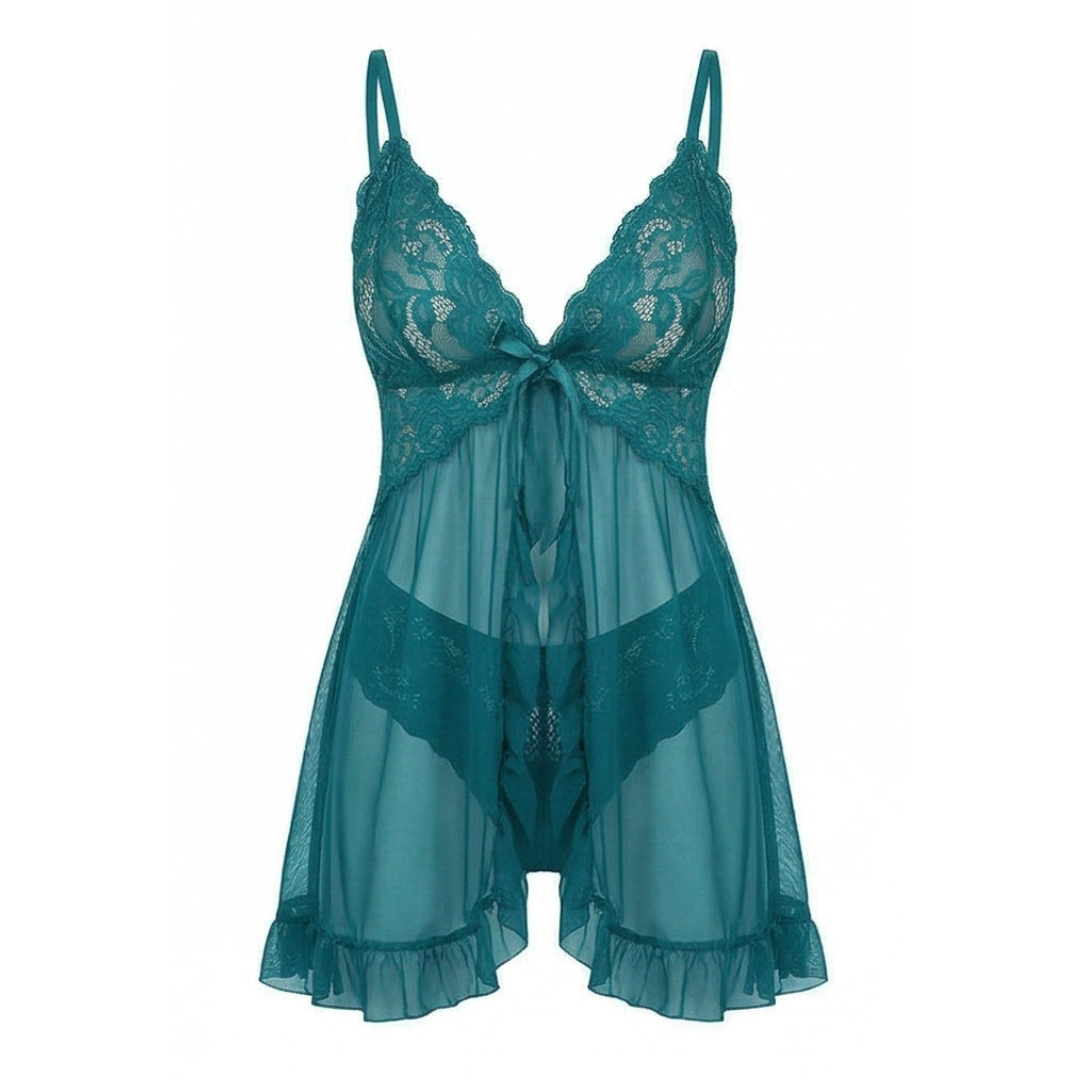 Lunaire – Women's Floral Lace Babydoll Nightgown