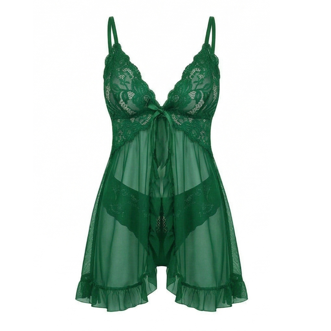 Lunaire – Women's Floral Lace Babydoll Nightgown