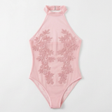 Floressa – Sheer Floral Embroidery Halter Bodysuit