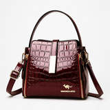 Velora – Glossy Croc Embossed Crossbody Handbag with Gold Hardware