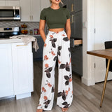Florenza – Fitted Crop Top & Wide Leg Pants Two Piece Set for Women