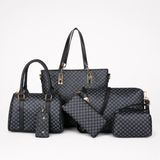 Carrelle – 6-Piece Checkered Handbag Set, Tote Crossbody Wallet for Women