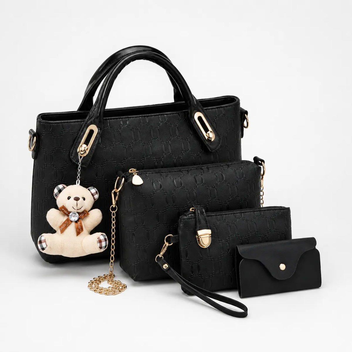 Belluna – 4-Piece Matching Handbag Set, Leather Tote Crossbody Pouch Card Holder