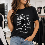 Achewear – Funny "Ow!" Stick Figure Graphic Tee, Relaxed Fit Cotton-like T-Shirt for Women & Men