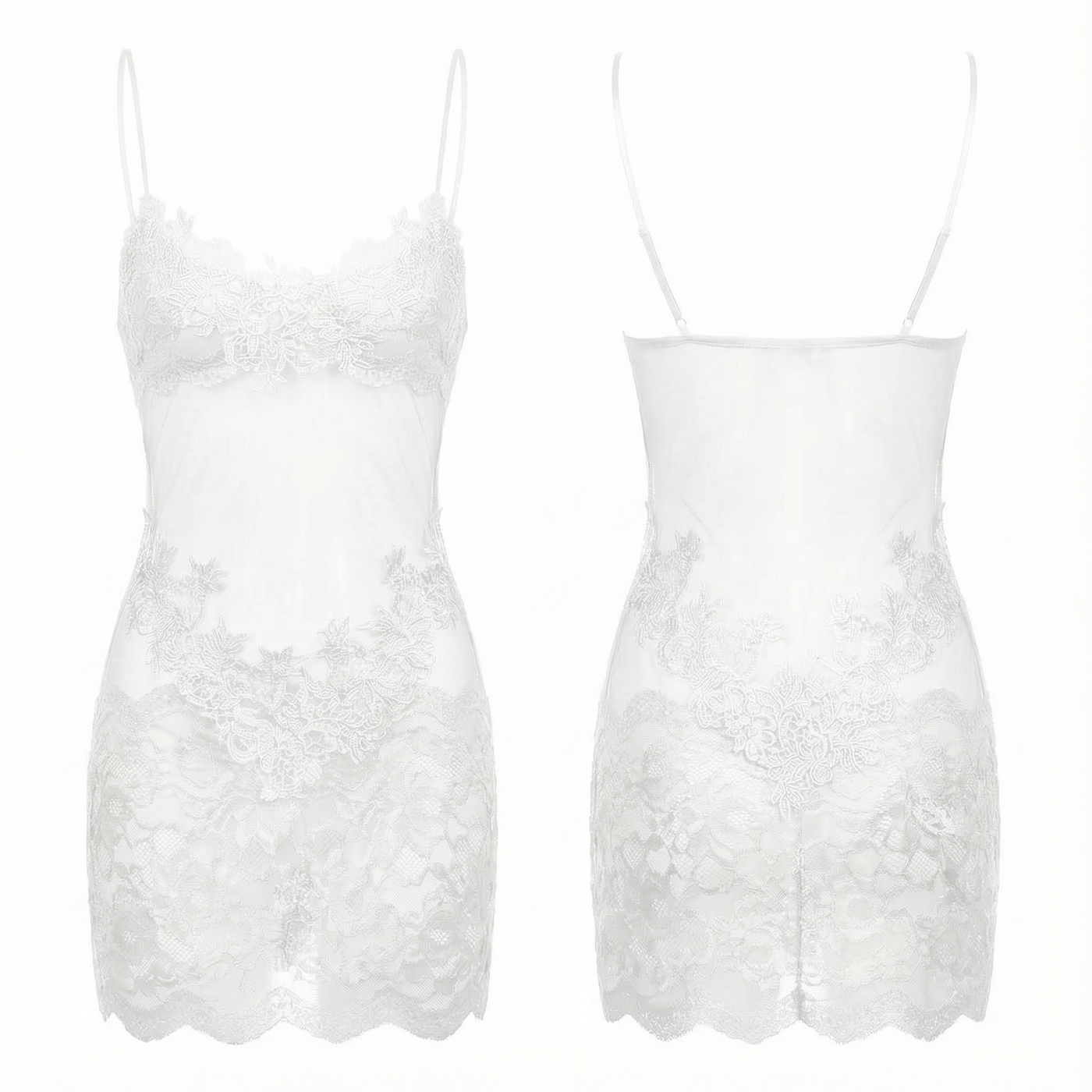 Velaire - Women's Sheer Embroidered Lace Slip Dress